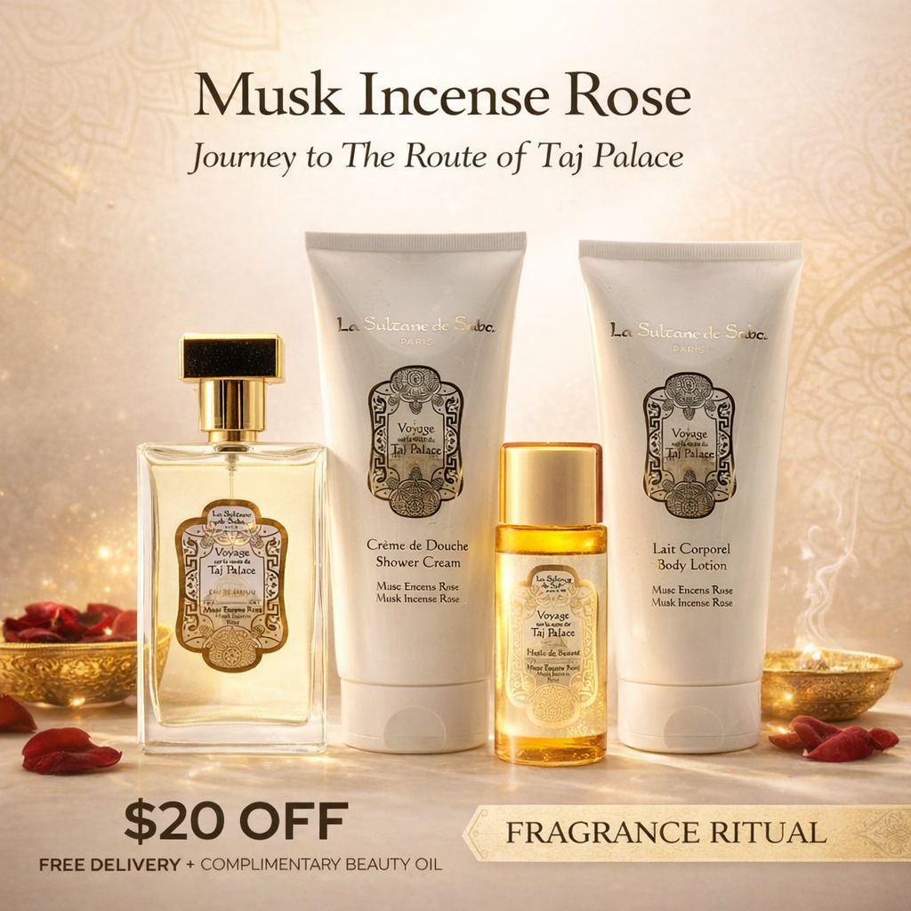Journey to The Route of Taj Palace: Perfume + Shower Cream + Body Lotion (Musk Incense Rose) + FREE Beauty Oil