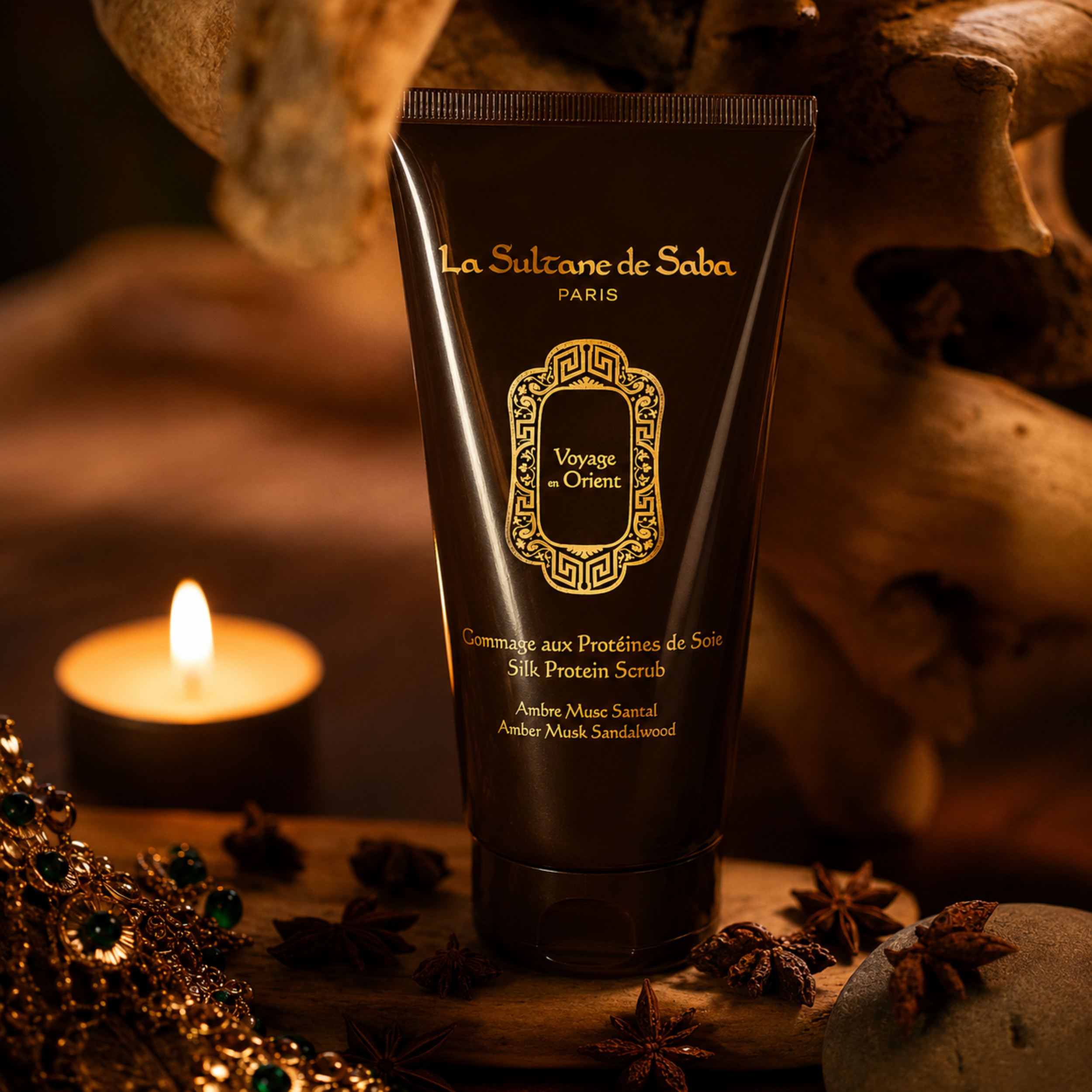 Silk Protein Scrub -  Amber, Musk & Sandalwood – Journey to the Orient